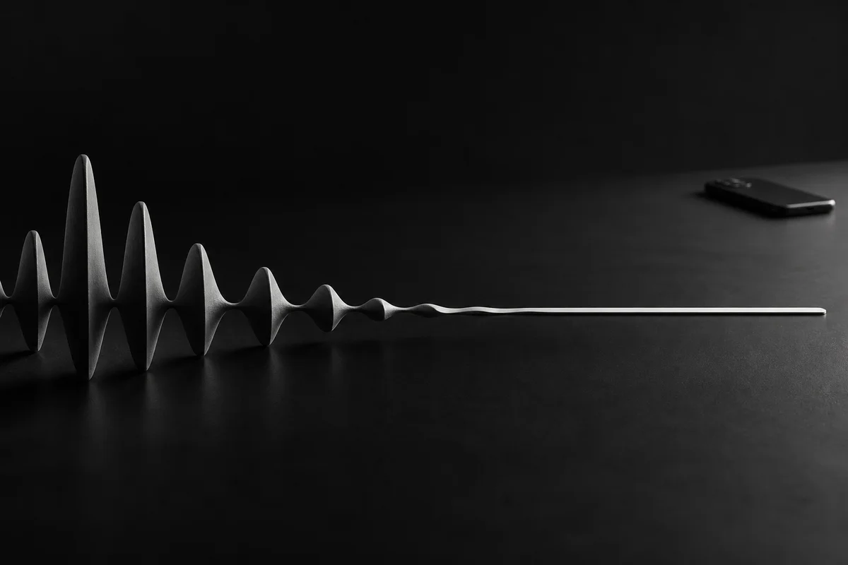 尖った波が次第に平らな一本の線へ静まる静物画像