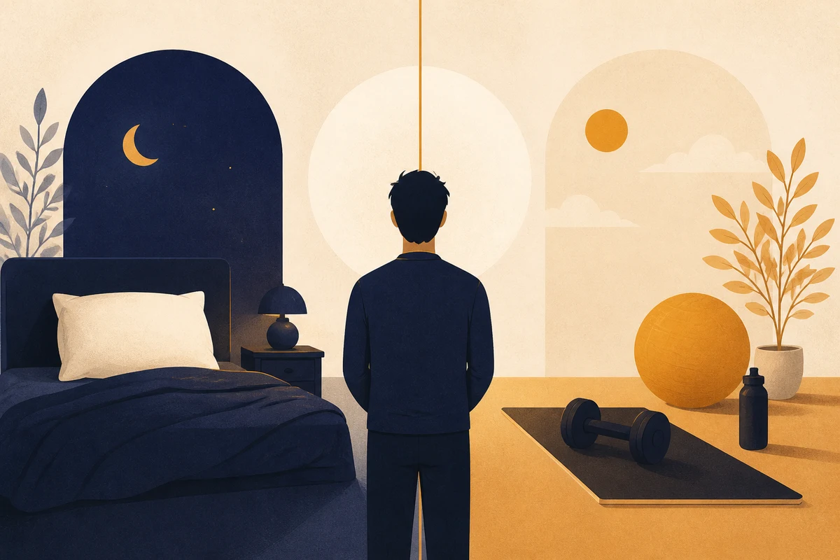 睡眠と筋トレのどちらを取るか迷う様子